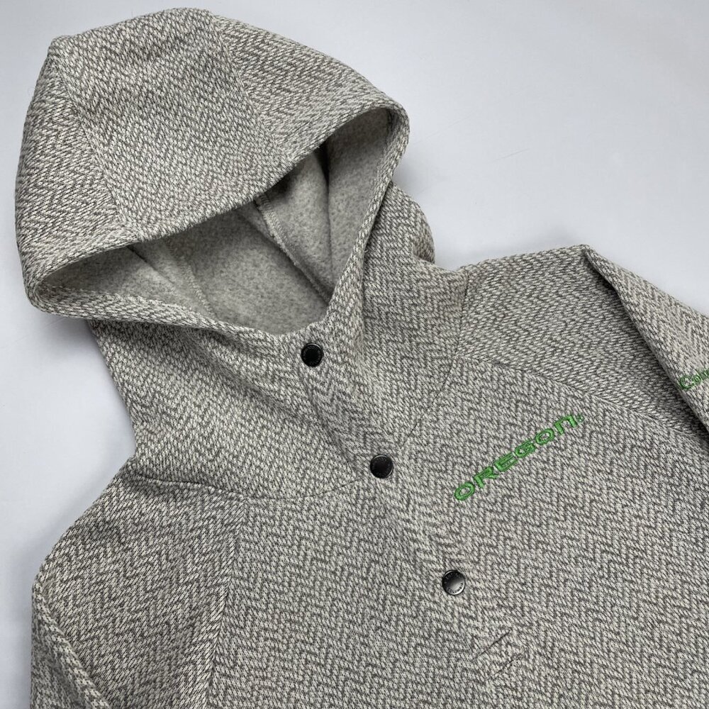 Columbia Oregon Ducks 1/4 Snap Hoodie Sweater Women’s L Gray Herringbone